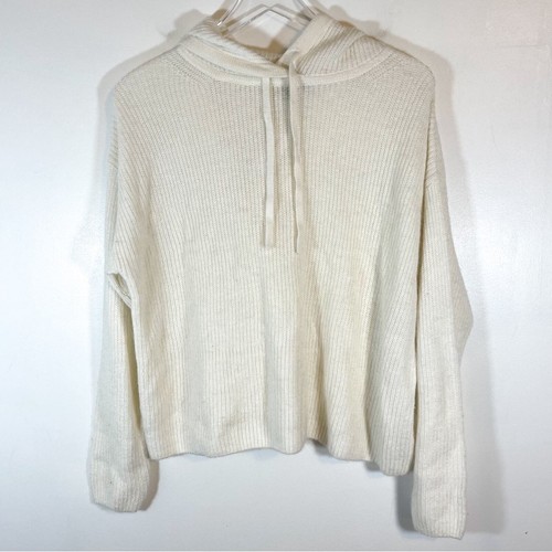 OFF WHITE Felpa con cappuccio accogliente nuova con etichette Banana Republic avorio maglietta alpaca minimalista taglia S