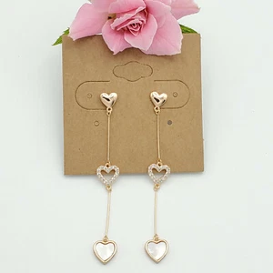 Women's Jewelry 18K Gold Plated CZ Shell Heart Earrings. Oro laminado. S925 Post - Picture 1 of 5