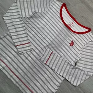 US Polo Assn Pyjama Langarm Oberteil klein gestreift Loungewear - Bild 1 von 11