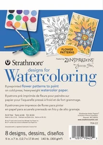STRATHMORE® Watercoloring Pad 5x7" 8 Preprinted Flower Patterns 140 lb (300gsm ) - Picture 1 of 1