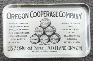 Soule milk glass advertising paperweight Oregon Cooperage Co. Portland flawless - Picture 1 of 2