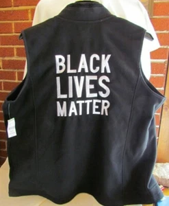 Black Lives Matter CUSTOM Vest Embroidered Womens XXL Black & White - Picture 1 of 4
