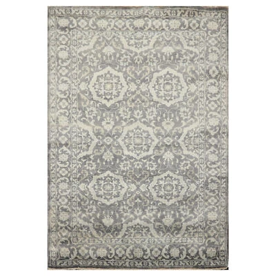 4'x5'10" Hand Knotted 100% Wool Transitional Oriental Area Rug Tone on Tone Gray - Image 1 of 4