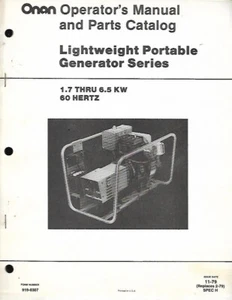 ONAN LIGHTWEIGHT PORTABLE GENERATORS SERIES OPERATORS/PARTS CATALOG - Picture 1 of 1