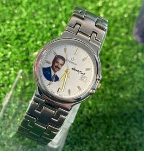 1980's Vintage Eterna Saddam Hussein Watch Quartz Mens With Box Mint 34mm Rare - Picture 1 of 24