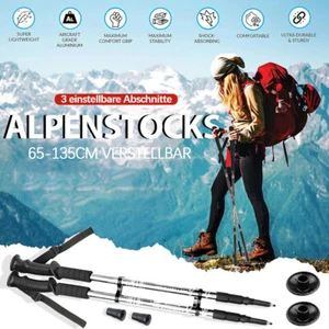 2pcs Telescopic Nordic Walking Poles Hiking Poles Anti Shock 65-135cm Aluminium - Picture 1 of 16