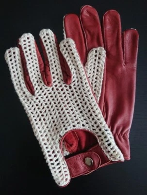 Men's Driving Gloves Goatskin Leather Chauffeur Dress Classic Vintage Cotton TAN - Image 1 of 4