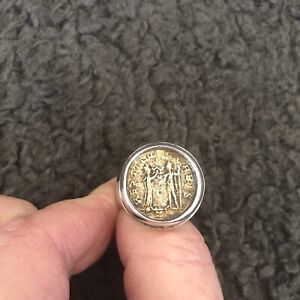 Silpada 925 Sterling Silver Ring Size 10 With Impressed Replica Brass Coin