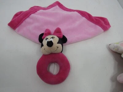 Disney Baby Minnie Mouse Pink Security Blanket Minnie With Rattle - Image 1 of 4
