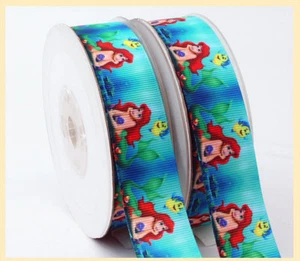 1" 25mm DISNEY MERMAID ARIEL GROSGRAIN RIBBON 5YARDS Hair Bow DIY /Head Band - Picture 1 of 3