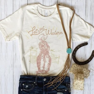 Western Rodeo Graphic T-Shirt Womens Size Large Short Sleeve Tee - Picture 1 of 1