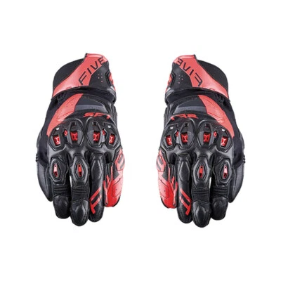 Motorradhandschuhe Racing FIVE SF1 EVO Sommerlager IN Der Haut Schwarz Rot Fluo
