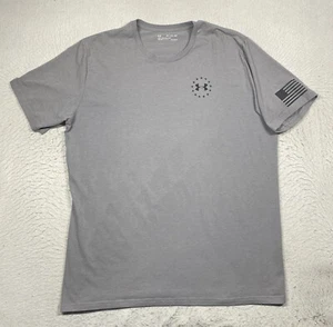 Under Armour T Shirt Freedom HeatGear Mens 2XL XXL Gray Short Sleeve - Picture 1 of 8