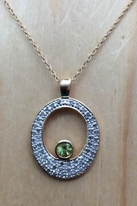 0.25ctw GENUINE PERIDOT & DIAMOND PENDANT NECKLACE NE - Picture 1 of 1