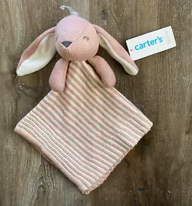 CARTER'S NWT Knit/Crocheted Bunny Rabbit Baby Security Blanket Lovey~Pink~NEW - Picture 1 of 5