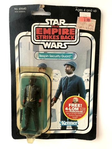 Vintage 48-back MOC 1982 Star Wars ESB BESPIN SECURITY GUARD (Black) w/case Cover