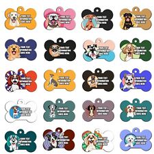 Pet ID Tags for Dogs Personalised Cartoon Dog Tags Lots of Cute Breeds Available
