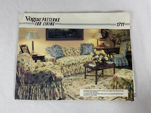 VTG 1986 Vogue 1711 Home Decor SLIPCOVER Sofa Chair Ottoman Pillows UNCUT FF - Picture 1 of 4