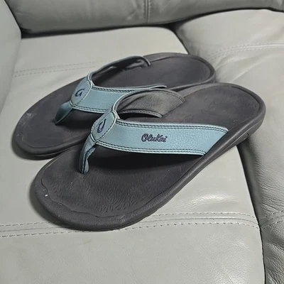 Chanclas Olukai Ohana para hombre EE. UU. 9 sandalias sin cordones zapatos verde/azul azulado negro Foto 1 de 4