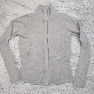 Boston Proper Jacket Womens M Gray Silk Cashmere Blend Pockets Zip Up Comfort - Picture 1 of 12