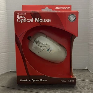 Microsoft Basic Optical Mouse Scroll Wheel PS/2 USB Wired Vintage - Unused NEW - Picture 1 of 5
