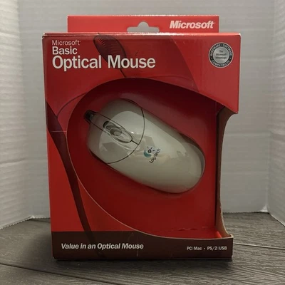 Microsoft Basic Optical Mouse Scroll Wheel PS/2 USB Wired Vintage - Unused NEW - Image 1 of 4