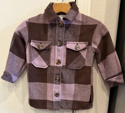 H & M кнопка клетку куртка фиолетовый девочек ясельного возраста размер 4T - Изображение 1 из 3