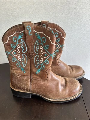 Ariat Fatbaby Cowboy Boots Womens 9B Heritage Western Cowgirl Brown Turquoise - Image 1 of 4