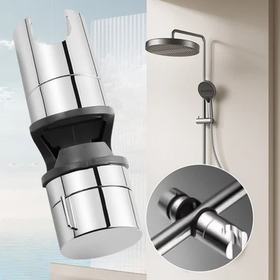 Verstellbare Duschstange Kopf Schieberegler Halter Basis Halterung Chrom ABS - Bild 1 von 4