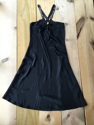 Camisola pequena preta enfeitada nova com etiquetas Intimissimi seda chemise S - Imagem 1 de 4