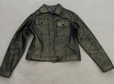 Женская джинсовая куртка Newport News Jeanology металлик золото размер 6 - Y2K - Изображение 1 из 4