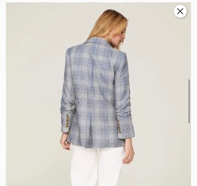 Veronica Beard Blue Plaid Beacon Dickey Jacket (size 14) 100% Linen - Image 1 of 2