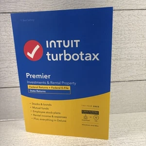 *NEUF* TurboTax Premier 2023 Fédéral +1 CD Windows et Mac État - Photo 1/3