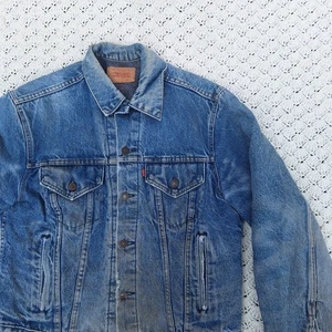 Vtg Levis Blanket Lined 71506-0316 Denim Jean Trucker Jacket USA Distressed - 42 - Picture 1 of 15