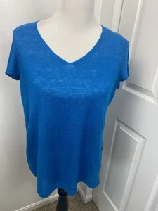 Eileen Fisher Small Organic Linen Blue Lightweight - Picture 1 of 10