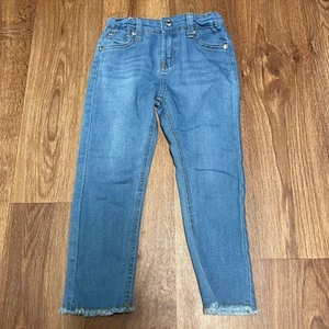 7 For All Mankind Girls Light Wash Straight Leg Raw Hem Jeans Size 4T Toddler - Picture 1 of 9