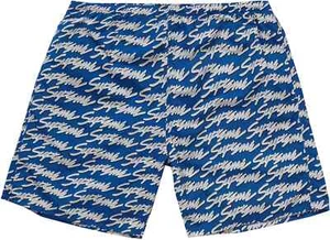 Supreme Signature Script Logo Swim Shorts Royal Blue Size Small SS19 NEW RARE - Picture 1 of 6
