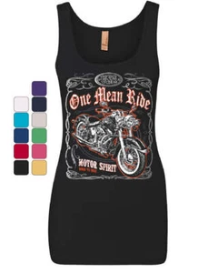One Mean Ride Women's Tank Top Born to Ride Chopper Bobber Route 66 Biker Top - Picture 1 of 5