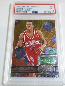1997 Metal Universe Allen Iverson #20 GOLD Reebok - PSA 9 (LOW POP) - Picture 1 of 2