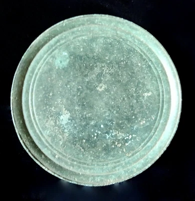 Кхмерское бронзовое зеркало 12-14 века Ангкор-Ват антикварные коллекционные сине-зеленые патины - Изображение 1 из 4