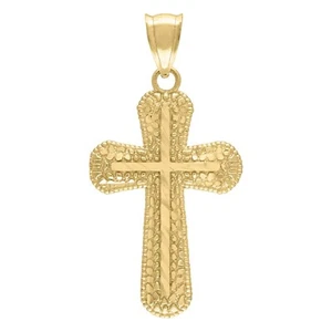 Solid 10kt Yellow Gold Mens Womens Cross Religious Charm Pendant 2.3 Grams - Picture 1 of 1