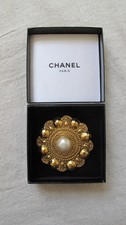 Super Cool Authentic Vintage Chanel Faux Pearl Brooch with Box