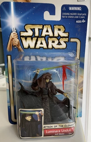 Luminara Unduli Jedi 2002 Star Wars Attack of the Clones Hasbro 3.75" Sealed New Cover