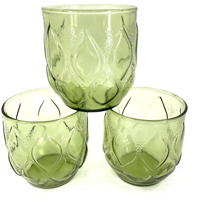 Juego de 3 vasos antiguos dobles verdes Anchor Hocking Madrid vintage antiguos MCM EC Foto 1 de 4