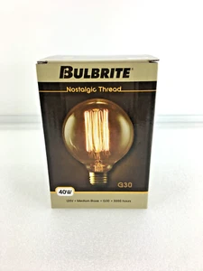 Bulbrite 342040 40 Watt G30 Nostalgic Thread Bulb, Medium Base, 739698342009 - Picture 1 of 11