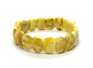 AMBER BRACELET Gift Luxury Natural Baltic Amber Yellow White Beads 9,5g 8876 - Picture 1 of 11