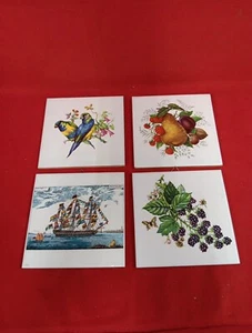 4 dekorative Keramikfliesen Untersetzer Marca Corona/Imola Coop Ceramica Italien - Bild 1 von 10