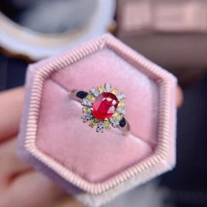 Genuine Myanmar Ruby Two Tone Gold Ring 18Karat Gold Ring Pigeon Blood Ruby Ring - Picture 1 of 7