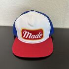 Vintage American Made Trucker Gap Mesh Back Adjustable Made Patch USA  Red Blue