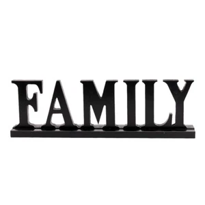 Family Word Sign, Wood Block Family Sign Rustic Standing Cutout Letter - Picture 1 of 5